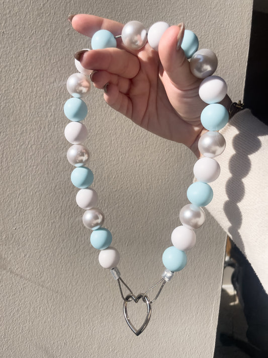 Blue and Pearl Beaded Collar